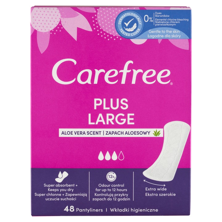 Carefree Plus Large хигиенни превръзки с аромат на алое вера 48 бр