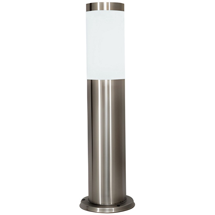 Stalp de Exterior Retoo pentru Gradina din Otel Inoxidabil, 230V, E27, IP44, 44.5x7.5cm, Argintiu