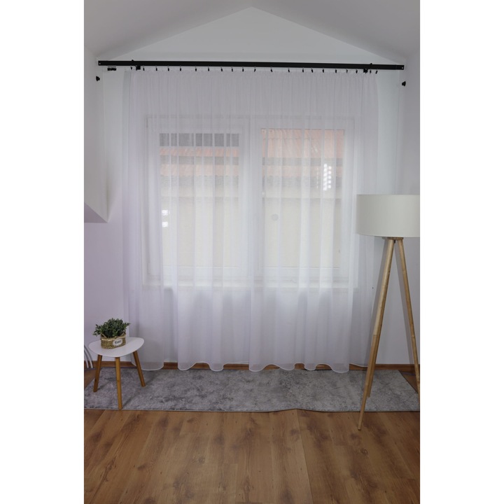 Perdea De In Pe Banda De Pliuri, Alb, 200X270Cm