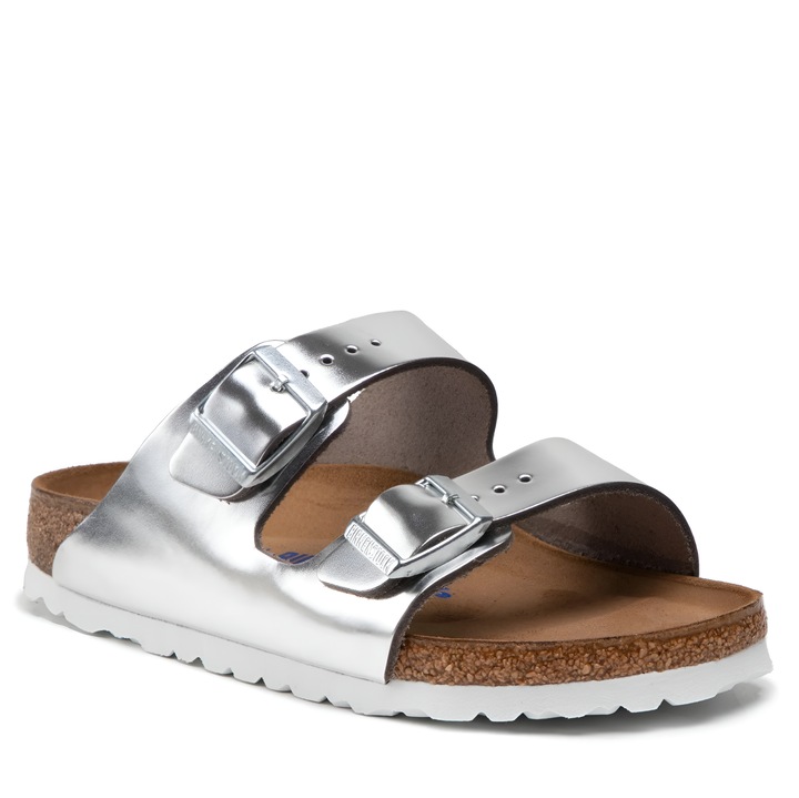 Papuci Birkenstock, Arizona NL SFB Regular Fit, Silver