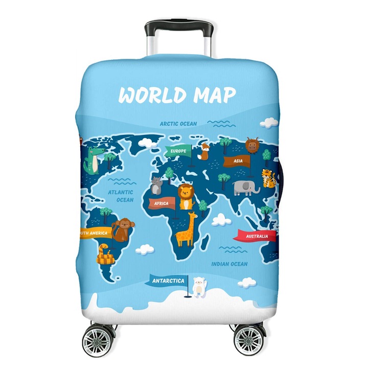 Husa protectie elastica pentru valiza, Fullprint, design W4, marimea S ajustabila