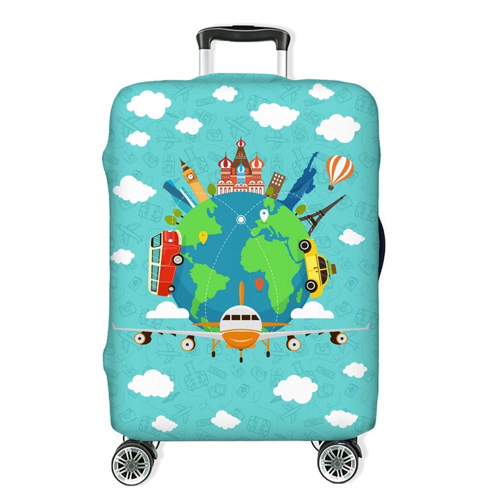 Husa protectie elastica pentru valiza, Fullprint, design W1, marimea S ajustabila