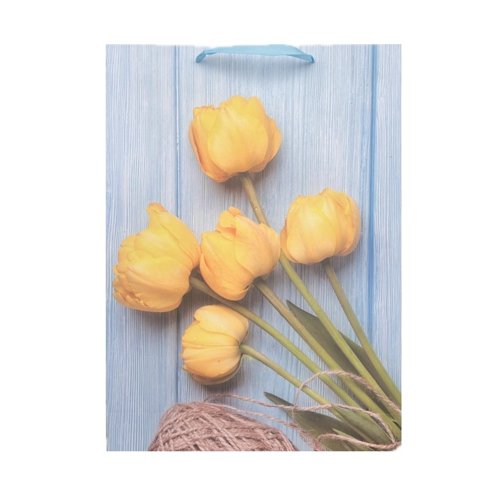 Punga cadou, Lalele, Galben, 55x40x15 cm