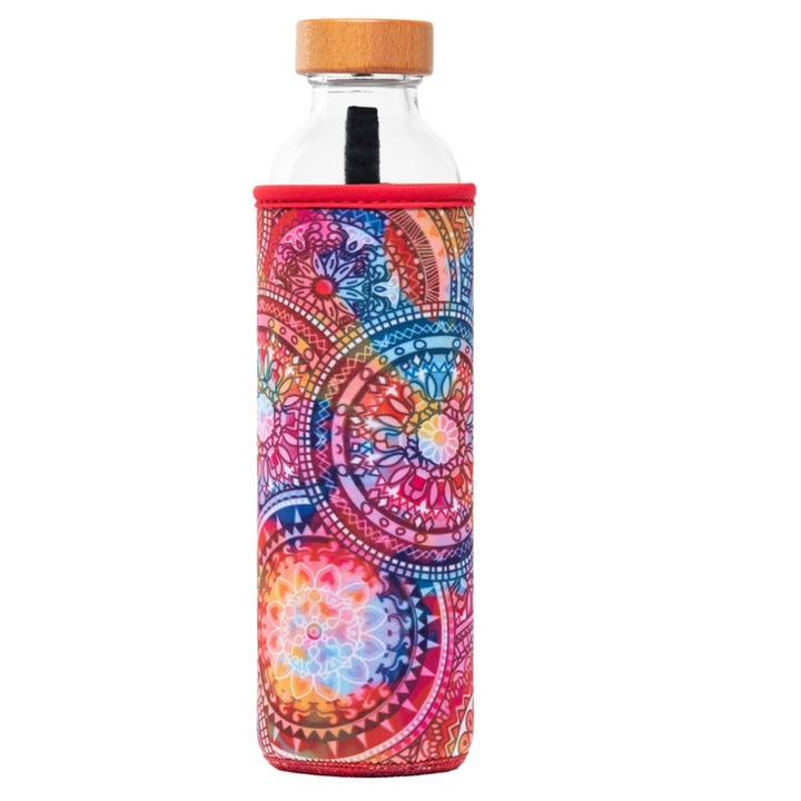 Sticlă de apă Flaska Neo Design Mandala, 500 ml, pentru structurarea apei