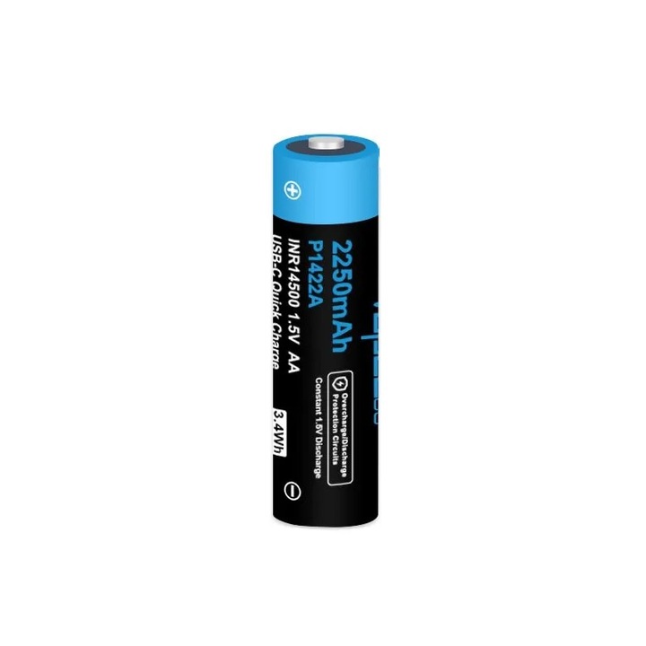 Батерия Dulotec, Vapcell, P1422, A 14500, 2250mAh, 1.5V AA, USB-C