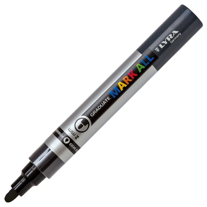 Marker permanent pentru textile, piatra sau lemn -Mark All Lyra 2 mm - Negru