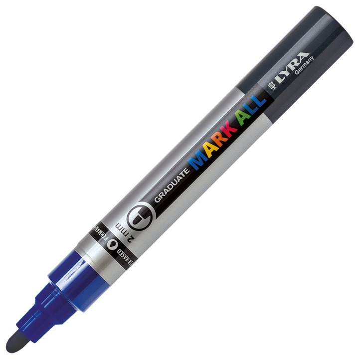 Marker permanent pentru textile, piatra sau lemn -Mark All Lyra 2 mm - Albastru inchis