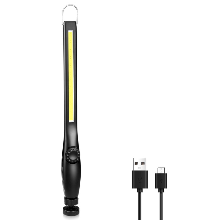 Lampa de lucru LED COB, reincarcabila, baza magnetica, 2200mAh, negru