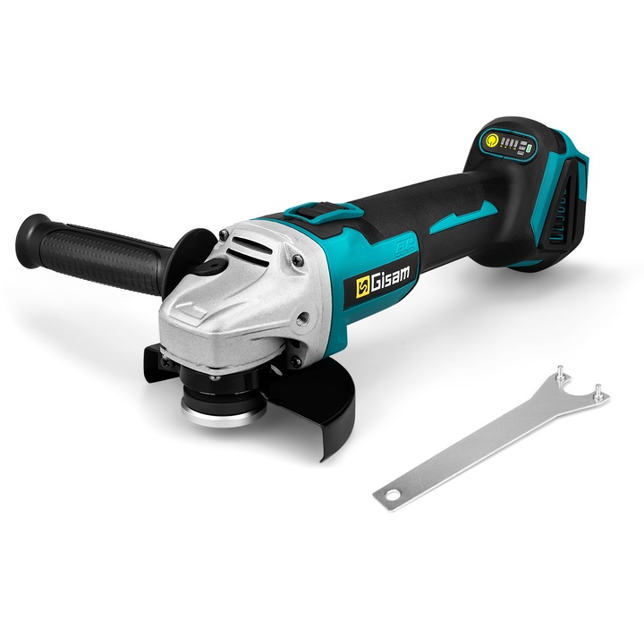 Ъглошлайф Gisam, 125 мм, 2 скорости, безчетков, съвместим с батерия Makita 18V, 700 W, 10000 об./мин.