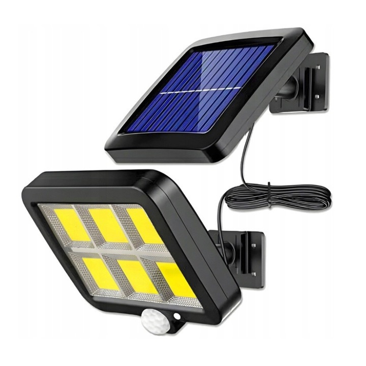 Napelemes LED lámpa, Lumiled, Polikarbonát, Mozgás- és fényérzékelő, IP65, 13 x 15 cm, Fekete