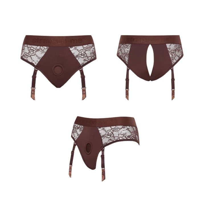 Lenjerie strap on, STRAP-ON-ME Diva, Dantela, Reglabila, Maro, 2XL
