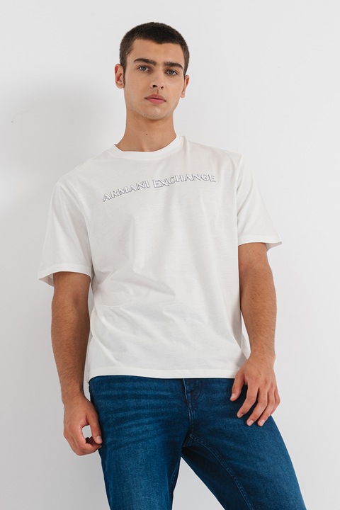 ARMANI EXCHANGE, Тениска с лого, Бял