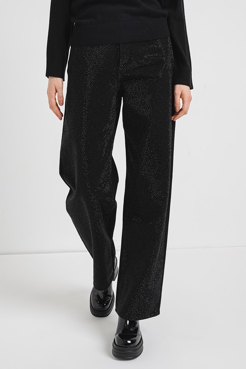 ARMANI EXCHANGE, Blugi relaxed fit cu strasuri, Negru