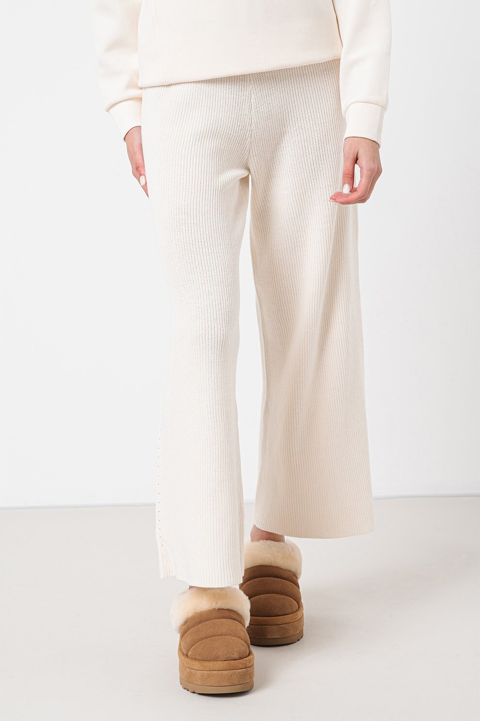 ARMANI EXCHANGE, Pantaloni ampli cu talie inalta, Alb fildes, S