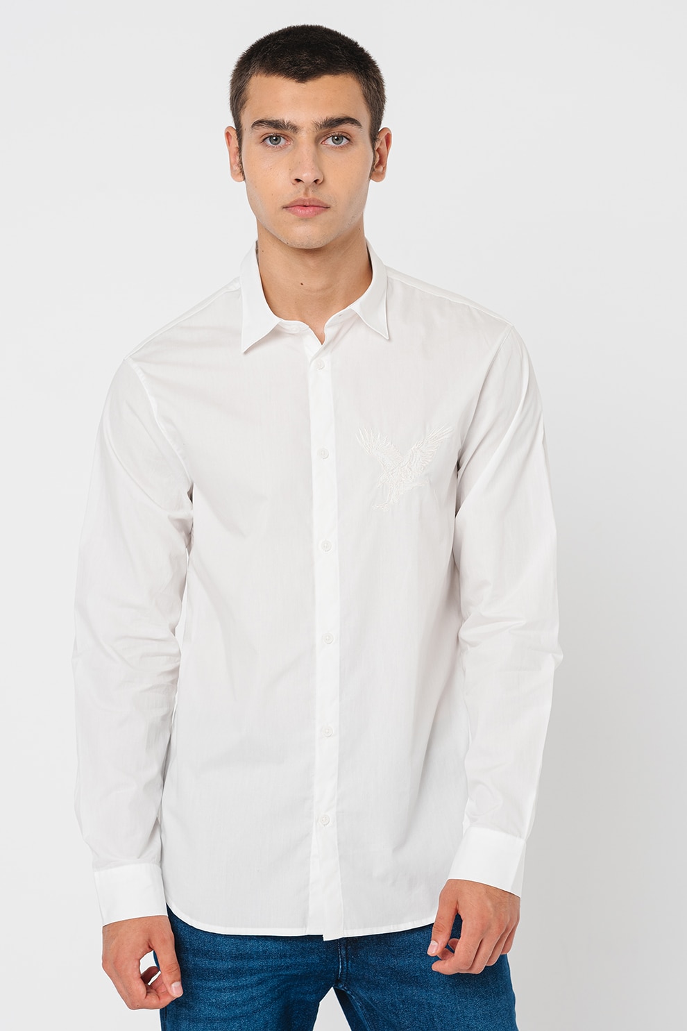 ARMANI EXCHANGE, Camasa uni cu maneci lungi, Alb optic, S