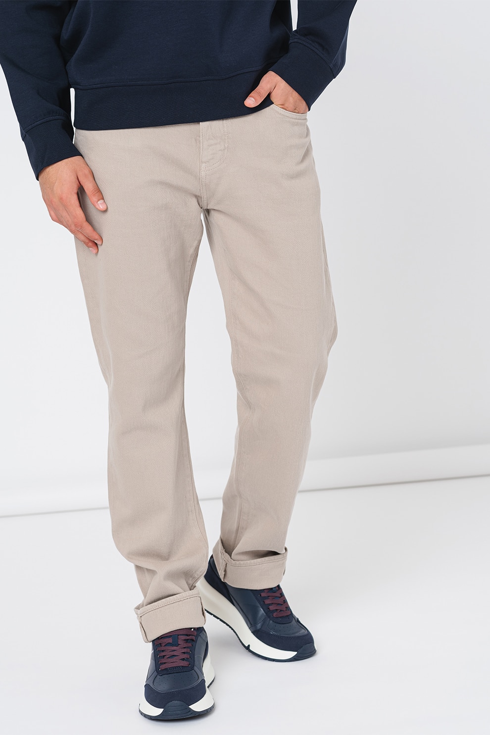 ARMANI EXCHANGE, Blugi uni relaxed fit, Maro taupe deschis, 33