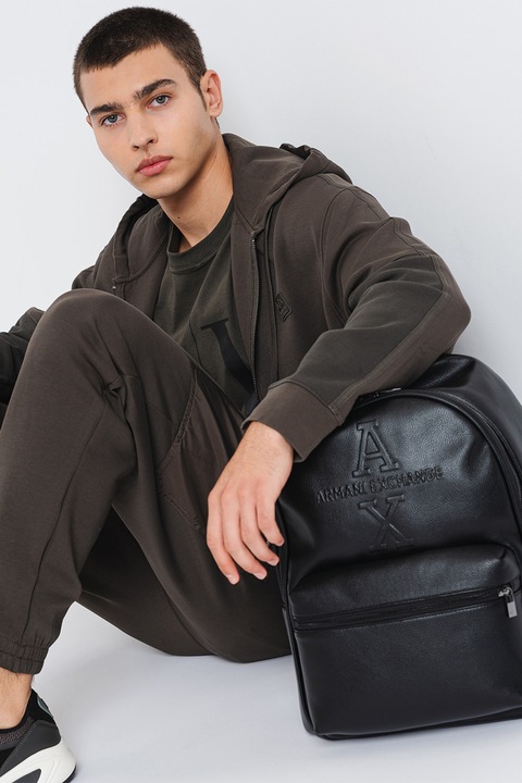 ARMANI EXCHANGE, Худи с дълги ръкави и цип, Каки