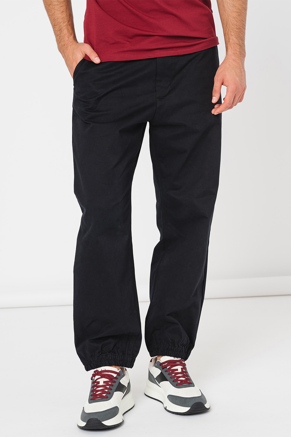 ARMANI EXCHANGE, Pantaloni cu talie medie, Negru, 32