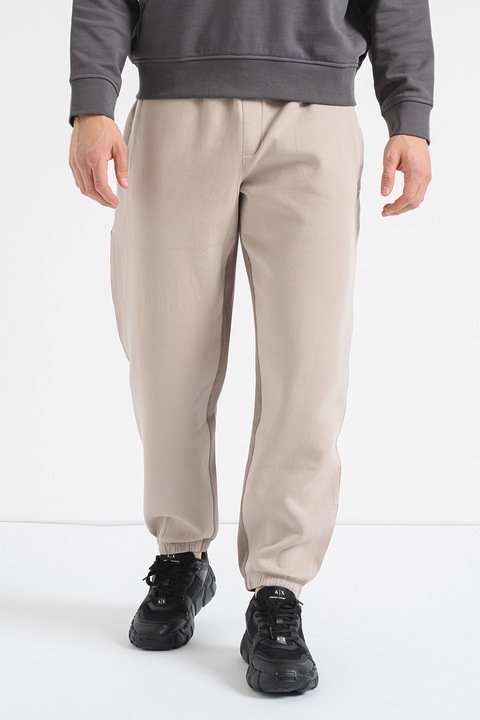 ARMANI EXCHANGE, Pantaloni de trening din amestec de bumbac cu buzunare oblice, Maro deschis, 2XL
