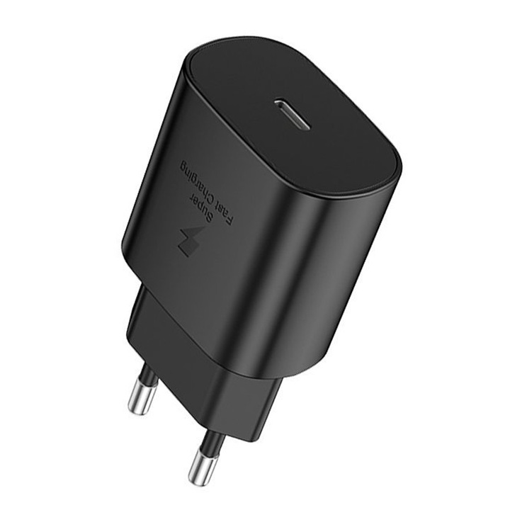 Incarcator retea X-Start Daden CDQ079, Incarcare rapida, Super Quick Charge, 5V, 3A, Power Delivery 25W, USB-C, Negru
