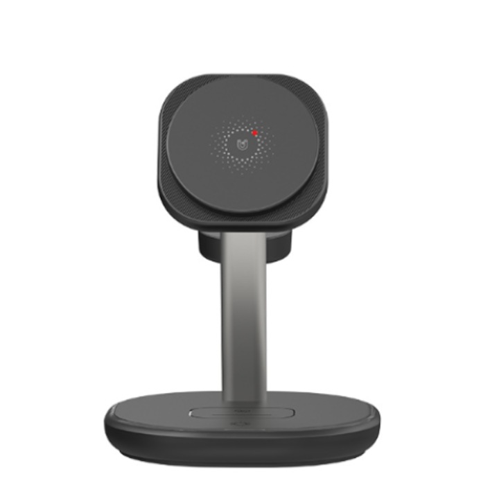 QI vezeték nélküli töltő, 3 az 1-ben töltőállomás, gyorstöltés 15 W, vezeték nélküli töltés, mágneses, kompatibilis a következőkkel: Samsung, Apple, Xiaomi, Huawei, Apple Watch, AirPods, fekete