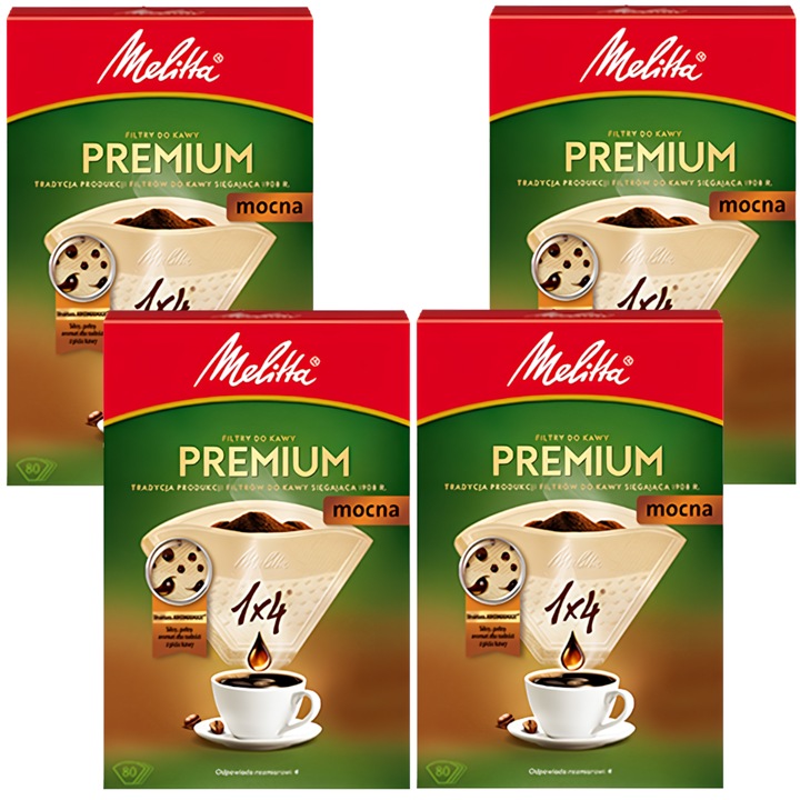 Комплект 240 филтри за кафе машина, Melitta PREMIUM 1x4, хартия