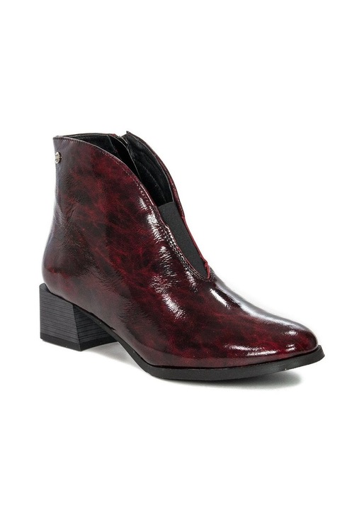 Botine dama, Maciejka, 745000, Piele lacuita, Rosu Bordeaux