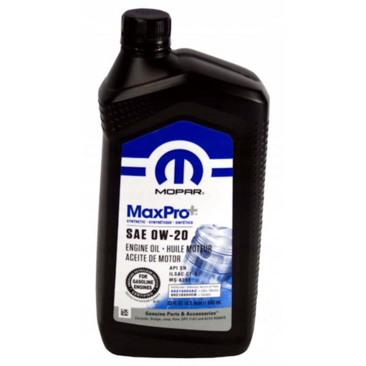 Ulei motor Mopar, SAE 0W20, 0,946L, pentru Jeep Chrysler Dodge FIAT Alfa Romeo