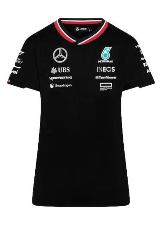 Noi polo Mercedes AMG Petronas F1, V-nyaku, polieszter, fekete, Fekete, L