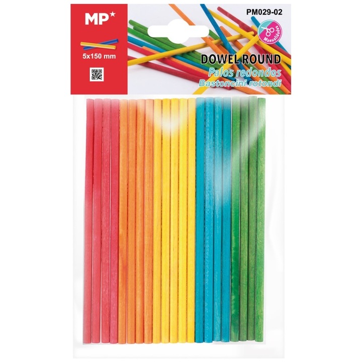 20 darabos kerek pálca készlet, MP, 15 cm, többszínű