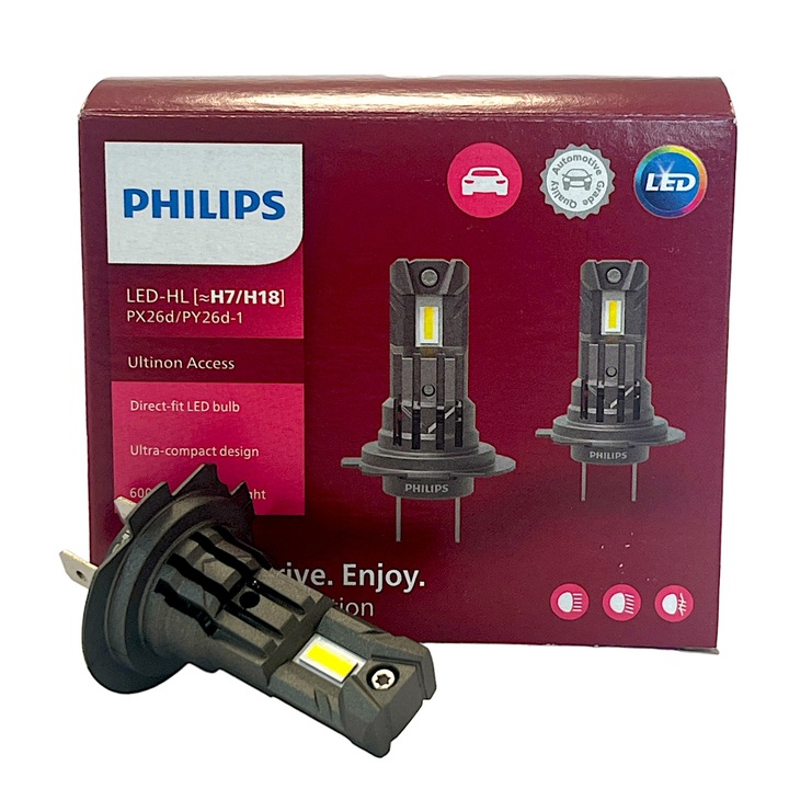 Комплект крушки от 2 части PHILIPS LED H7/H18 12V 6000K ULTINON ACCESS Duo Pack