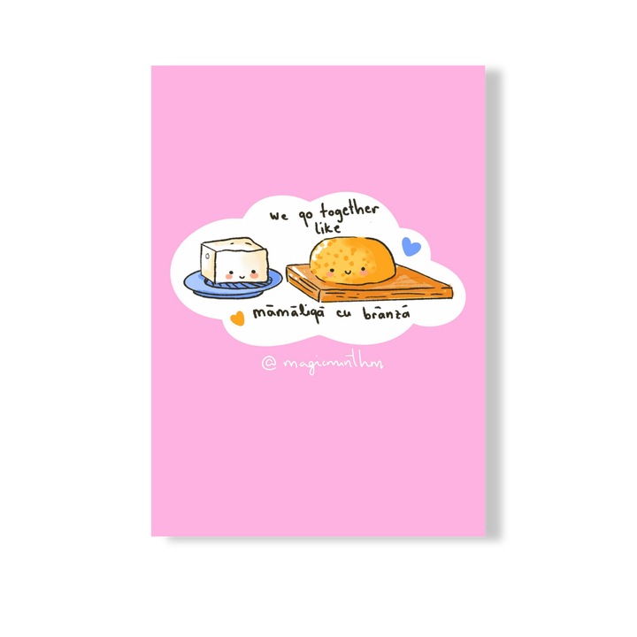 Felicitare cu plic, zi de nastere "Mamaliga cu branza"