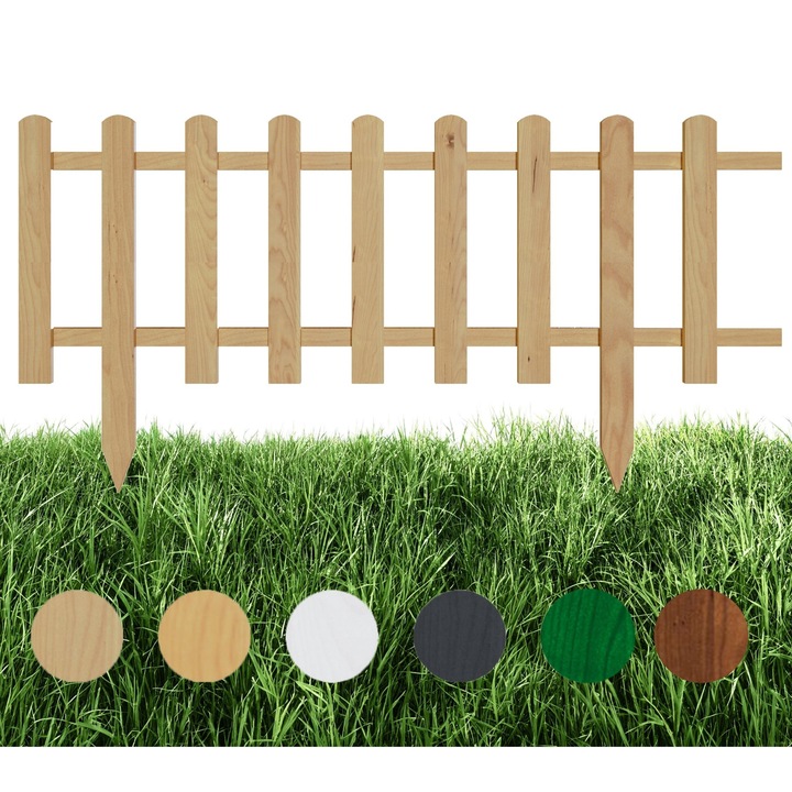 Gard de lemn pentru gradina, Floranica, Natural, 100 x 30 cm