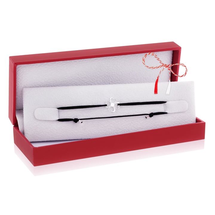 Bratara Neagra Argint 925 - Trifoi