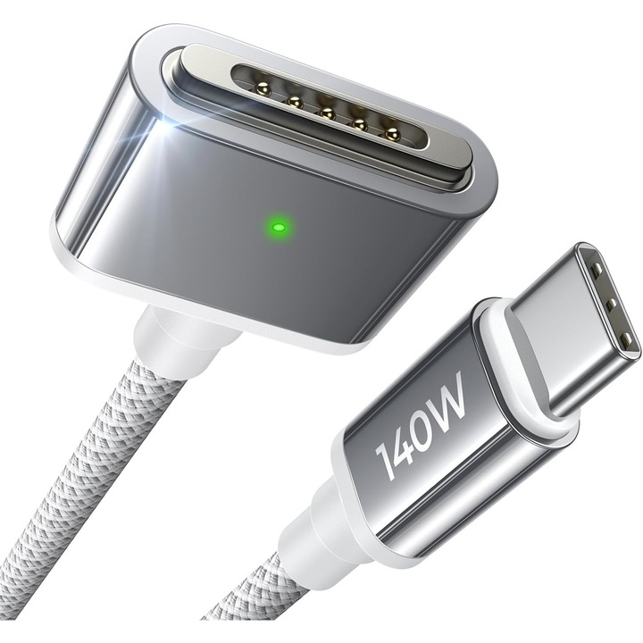 USB-C – Magsafe 3 töltőkábel MacBook Air M2 M3 2023/2022, MacBook Pro 13 2023 (M3, M2, 14-16 hüvelykes), 2 m, 140 W PD, mágneses, LED jelzővel