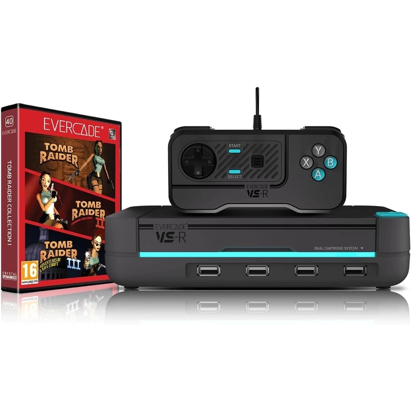 Consola de jocuri, Evercade VS-R, Retro Gaming, Full HD 1080p, Wi-Fi, Multiplayer, Gri