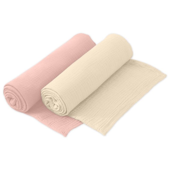 Комплект от 2 одеяла от двоен муселин 100x100 см Kidizi® Pink, 100% памук