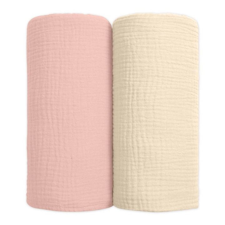 Комплект от 2 одеяла от двоен муселин 100x100 см Kidizi® Pink, 100% памук