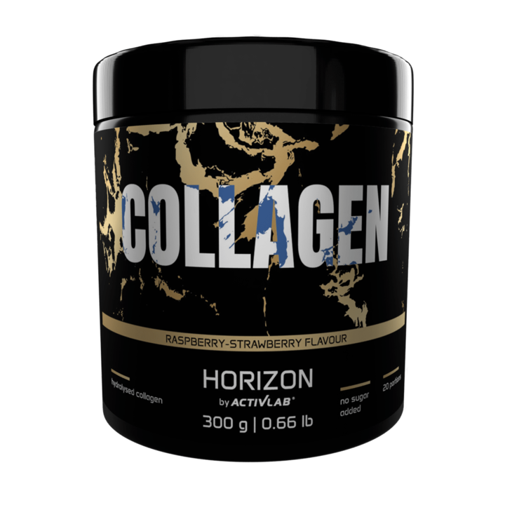 Colagen hidrolizat, vitamine, calciu, Activlab HORIZON COLLAGEN, 300 g, capsuni si zmeura