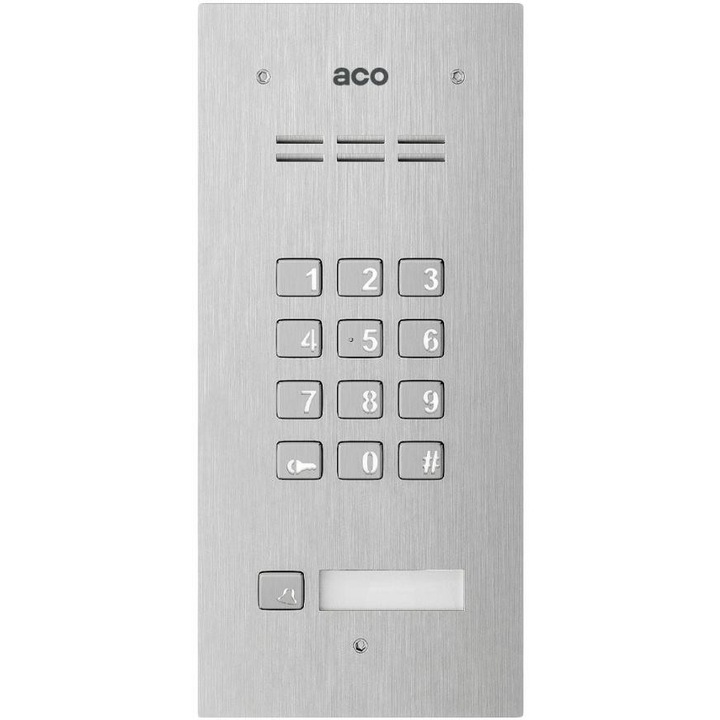 ACO COMO-PRO-CODE-A1 kaputelefon panel, audio, 1 hívógomb, elektronikus kódzár, rozsdamentes acél