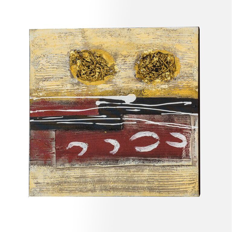 Tablou pictat manual Solar, 40 x 40 cm