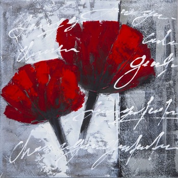 Tablou pictat manual Flori rosii, 40 x 40 cm Tablou pictat manual Flori rosii, 40 x 40 cm