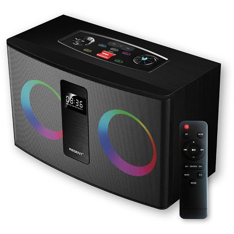 Boxa portabila Regent, RGB FM, 2x30W, Negru, 183x239x370mm - eMAG.ro