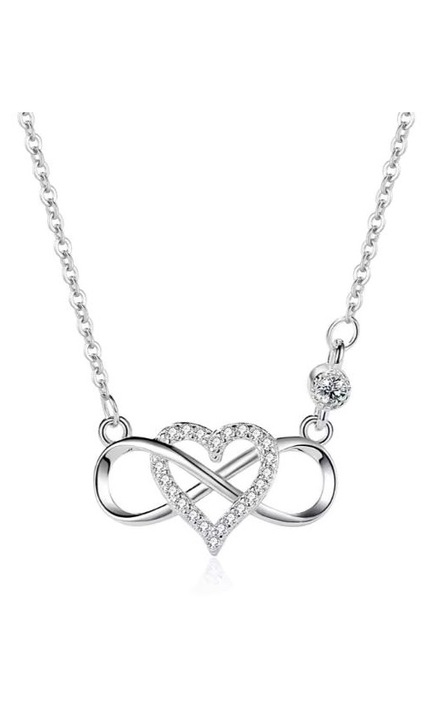 Colier cu pandantiv Inima Infinit din Argint 925 pentru Femei, Placat cu Rodiu