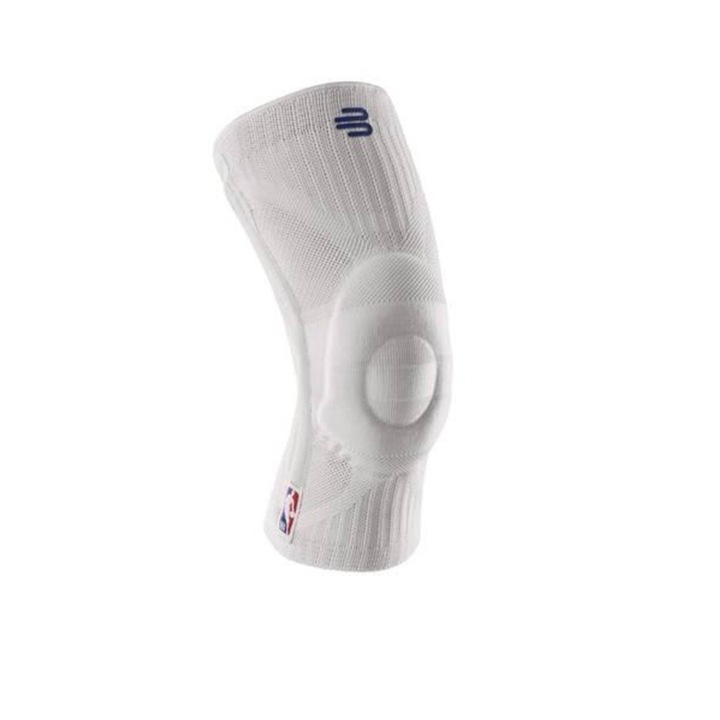 Genunchiera Bauerfeind Sport NBA, alb, M, material elastic, suport pentru genunchi