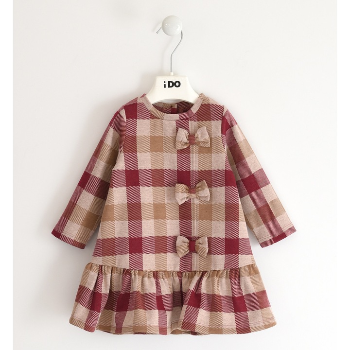 Kotott ruha kockas mintaval lanyoknak, I Do, 4.5910, Piros/Bezs, Bézs/Karminvörös