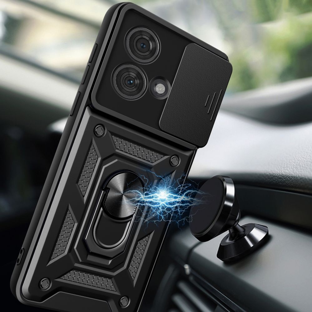 Husa pentru Motorola Edge 50 Ultra cu protectie camera, Accesorio CamShield, Negru