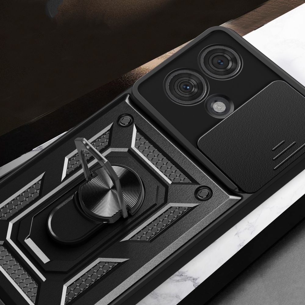 Husa pentru Motorola Edge 40 Neo Premium Hybrid Armor Kickstand, Slider Camera, Antisoc, Protectie Superioara, Auriu Rose