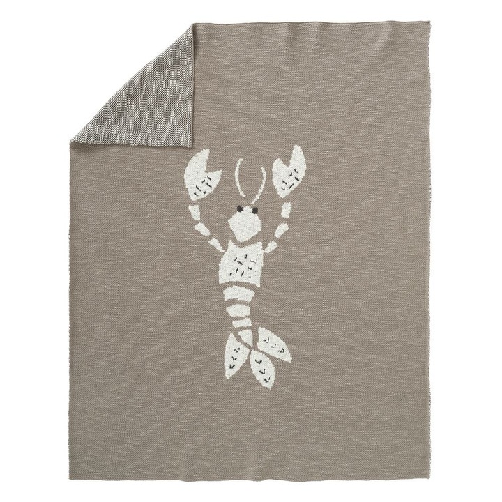 Patura din bumbac organic FRESK, 80x100cm, model cu animale, moale si placut la atingere