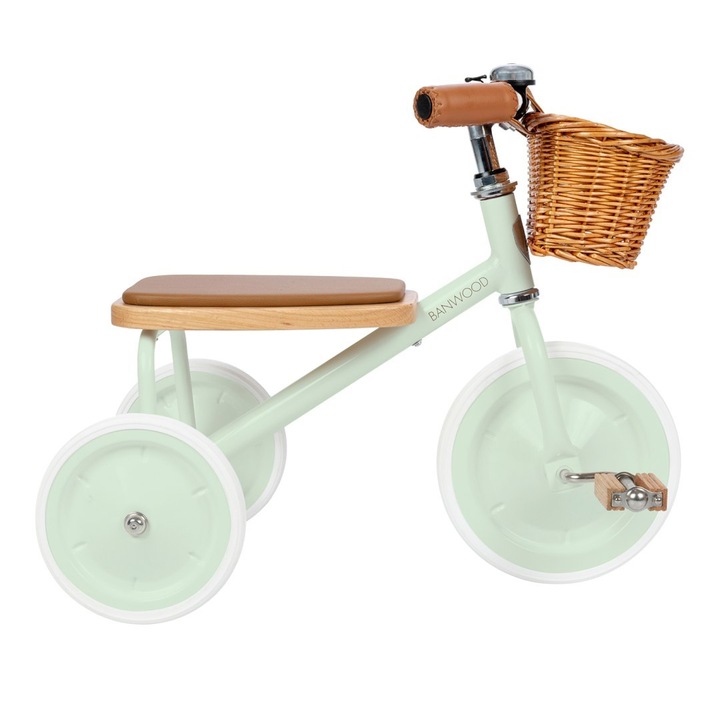 Tricicleta Banwood Trike, 2-6 ani, lemn de stejar, cu cos din ratan, 30x45cm